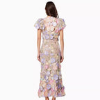 Women's Floral Dress with 3D Flower Appliqués