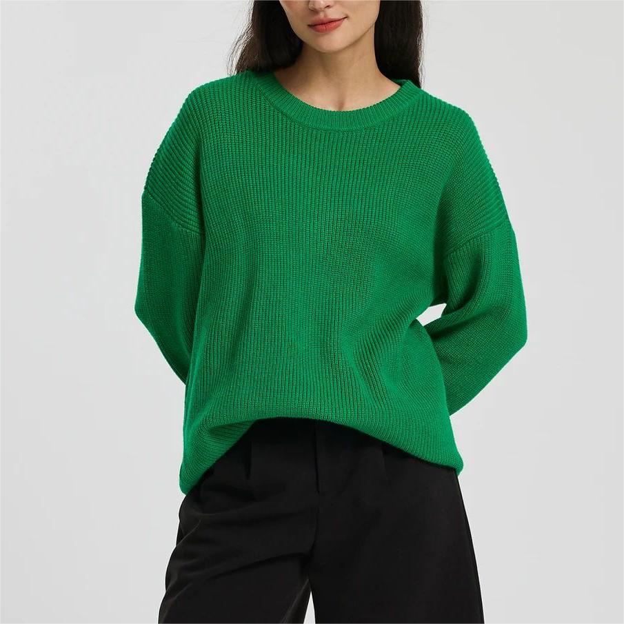 Women's Large, Soft Knit Sweater with Dropped Shoulders