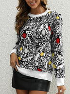 Women's Coated Sweater with Festive Motif