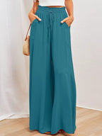 Women's Maxi Skirt with Elastic Waistband and Side Pockets