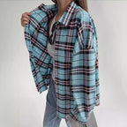 Women's Casual Plaid Shirt Blouse