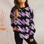 Women's Coarsely Textured Sweatshirt with Contrasting Patterns