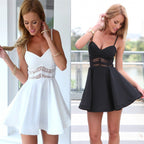 Women's A-Line Summer Mini Dress with Lace Bodice Detail