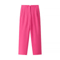 Women's Elegant High-Waisted Trousers with Fine Pleats and Pockets