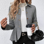 Women's Tailored Blazer with Asymmetric Hem and Button Details