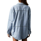 Women's Denim Shirt with Detailed Stitching