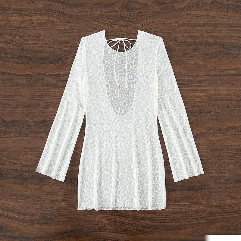 Women's Swim Dress with Elegant Wave Design