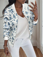 Women's Elegant Floral Bomber Jacket