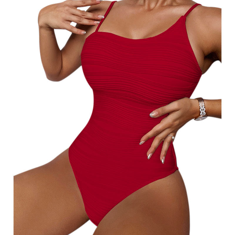 Women's Ribbed Swimsuit with Asymmetric Strap