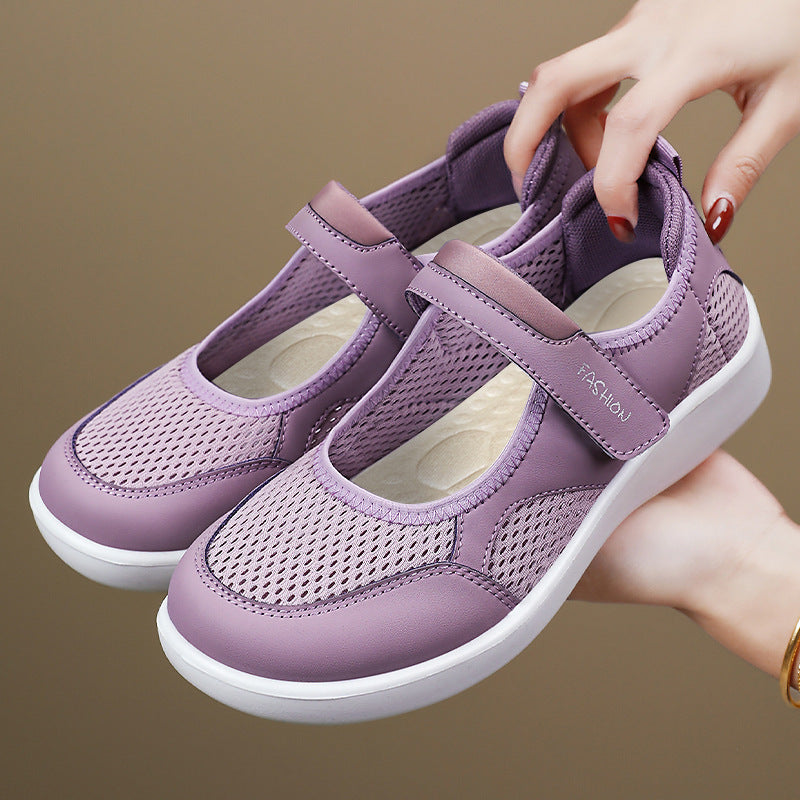 Women's Breathable Fitness Sneakers with Adjustable Hook-and-Loop Closure