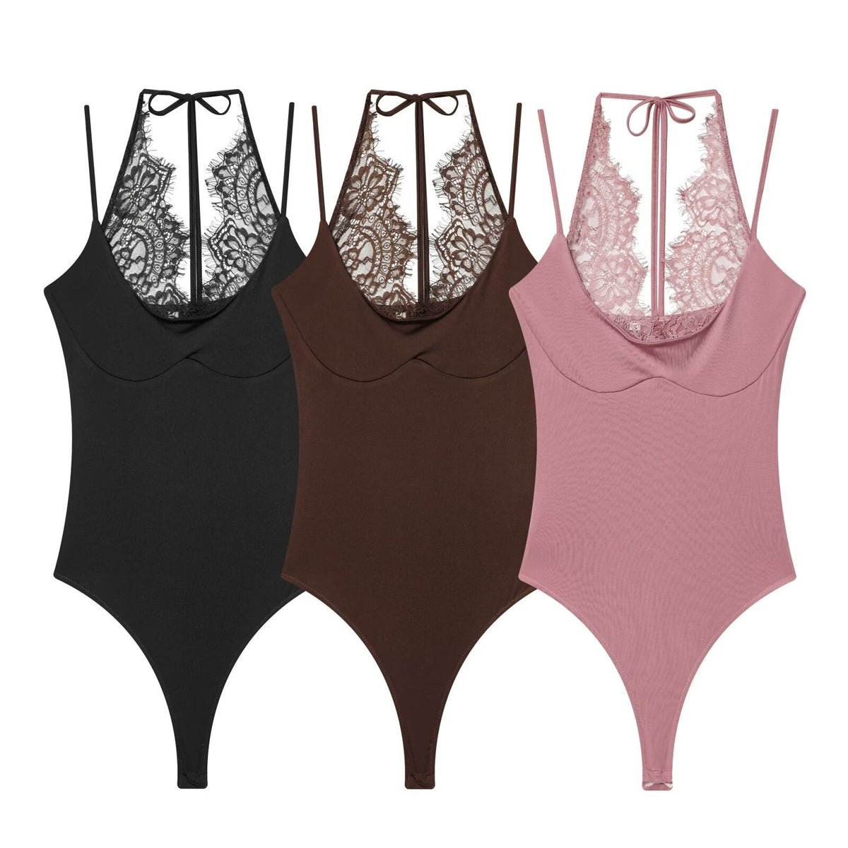 Women's Bodysuit with Delicate Lace Insert and Adjustable Straps