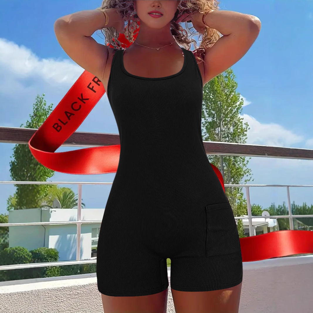 Women's Sleeveless Knit Dress with Pockets