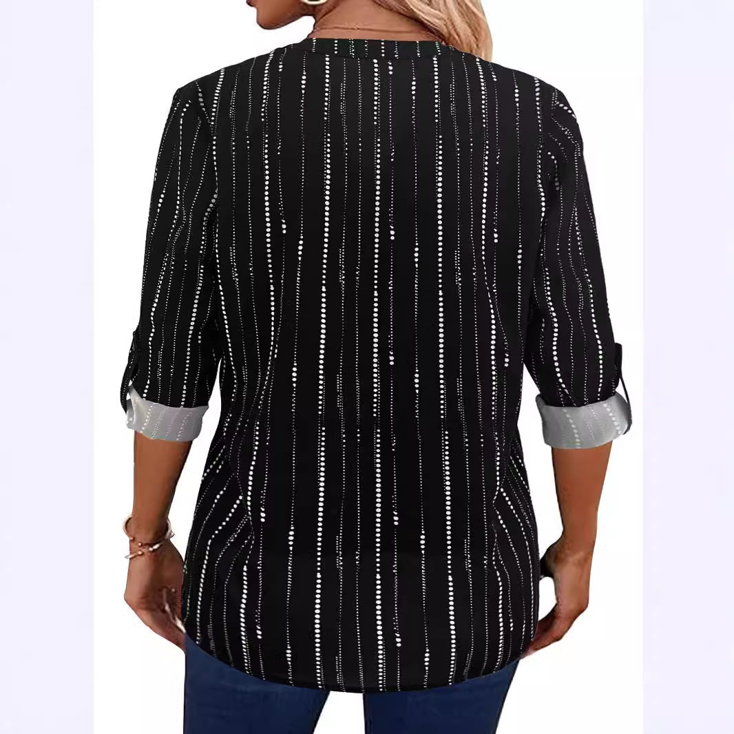 Women's Casual Blouse with Stylish Stripe Pattern