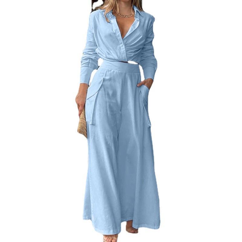 Women's Elegant Two-Piece Set with Crop Top and Palazzo Pants