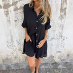 Long Sleeve Oversized Button-Down Blouse