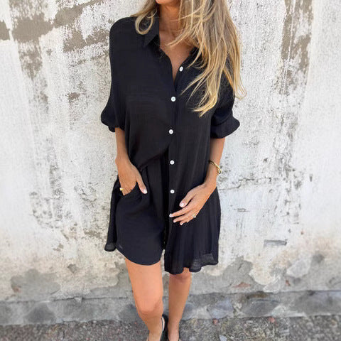 Long Sleeve Oversized Button-Down Blouse