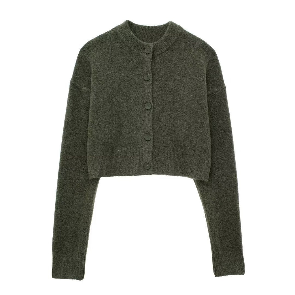 Cropped Cardigan with Button Details