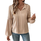 Women's Blouse with Fine Pleats and Lace