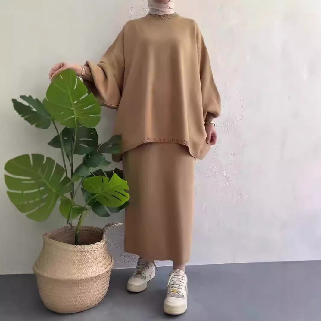 Casual Sweat Set with Wide Cut and Pockets