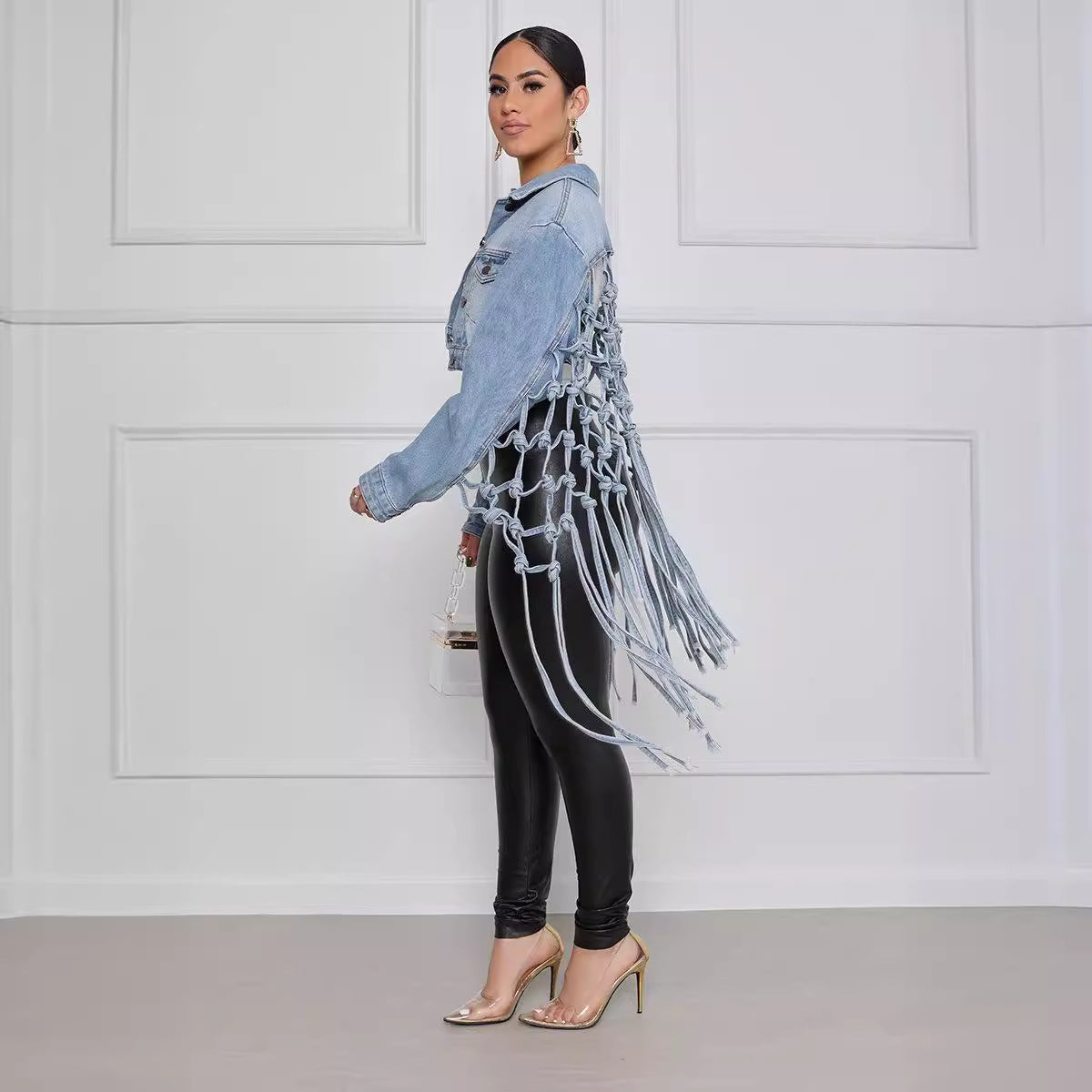 Women's Denim Jacket with Knot Detail