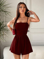 Women's Casual Jumpsuit with Adjustable Spaghetti Straps and Elastic Waist
