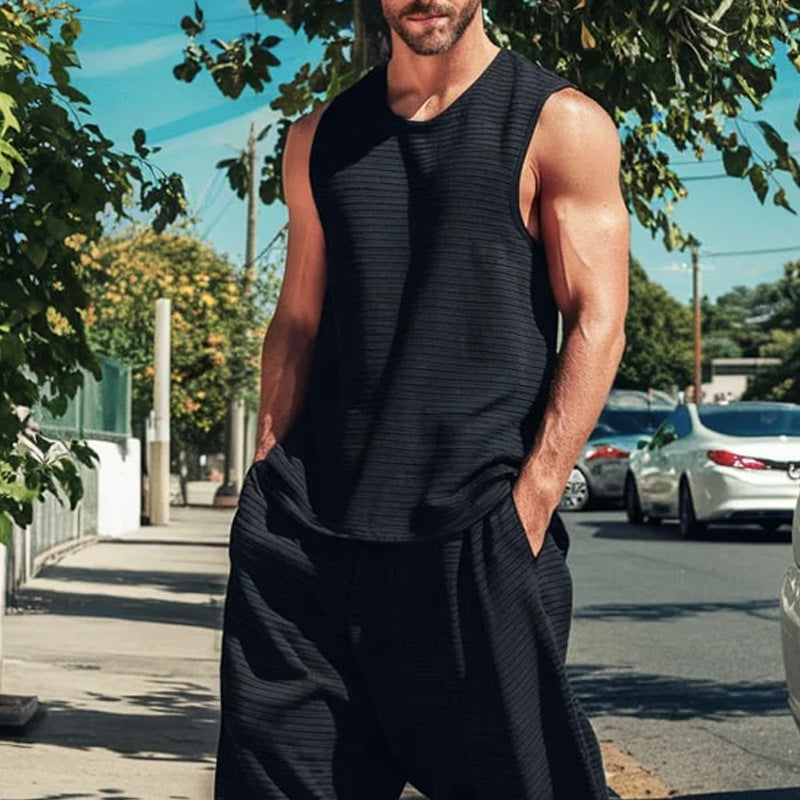 Men's Two-Piece Textured Jersey Lounge Set