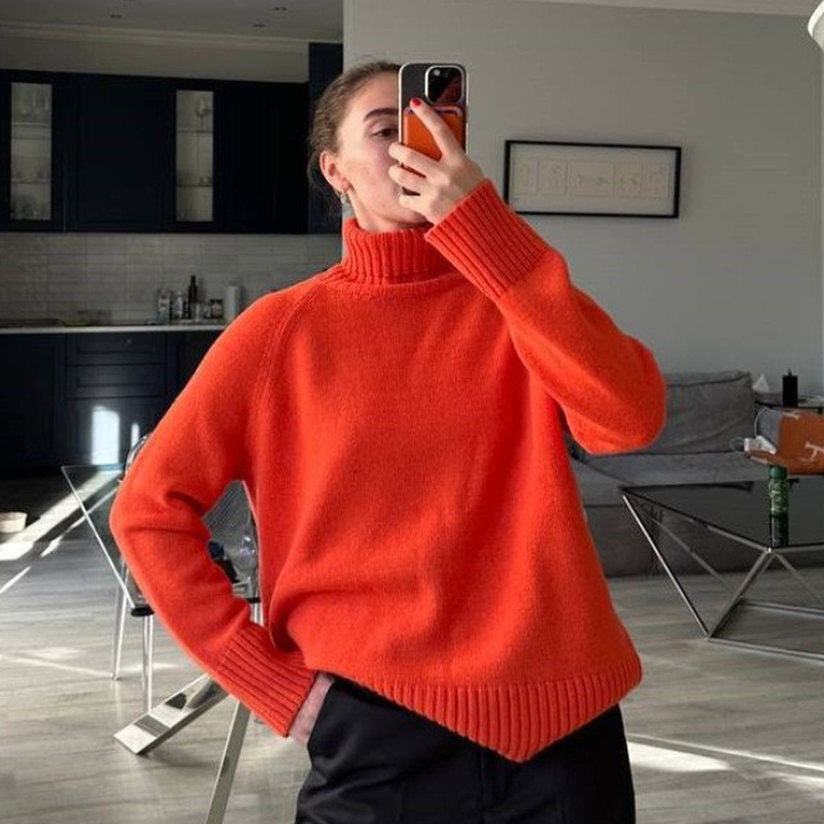 Women's Fine Knit High-Neck Pullover
