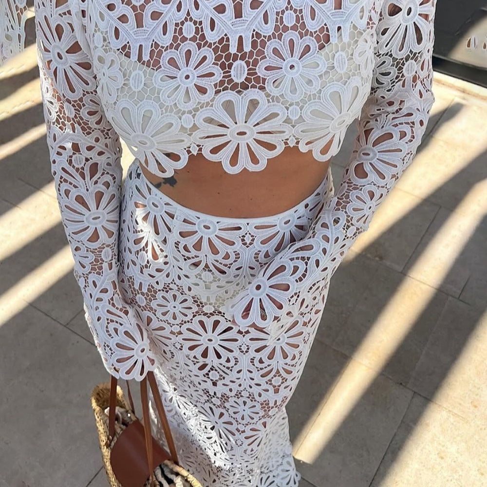 Women's Floral Crochet Beach Set