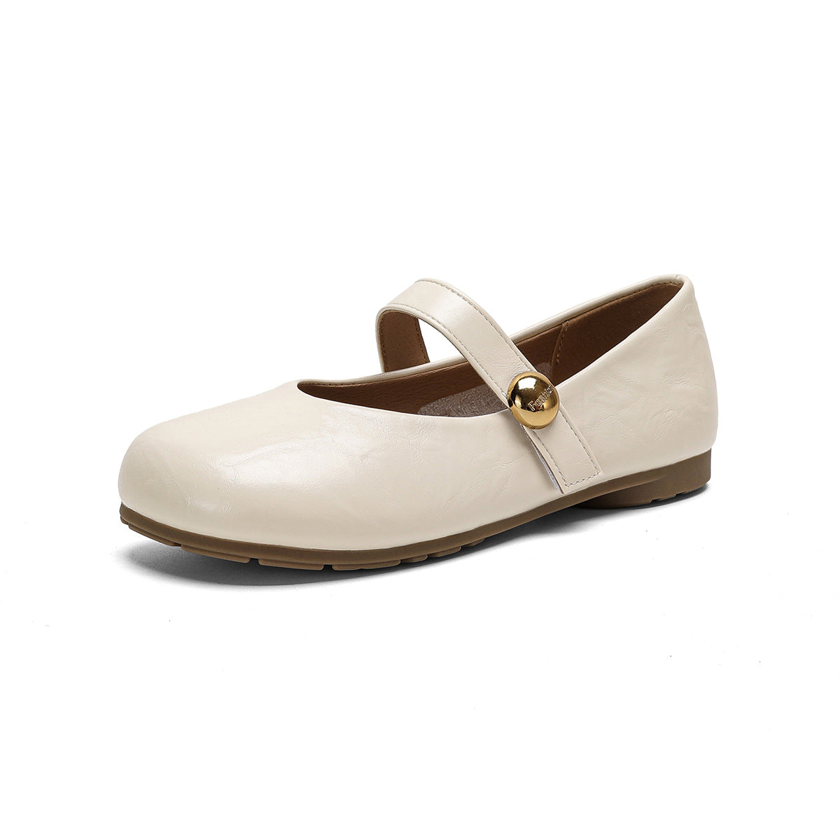Women's Ballet Flats with Elegant Strap and Fashionable Button Detail