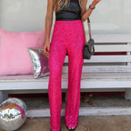 Women's Glitter Palazzo Pants with Wide Leg