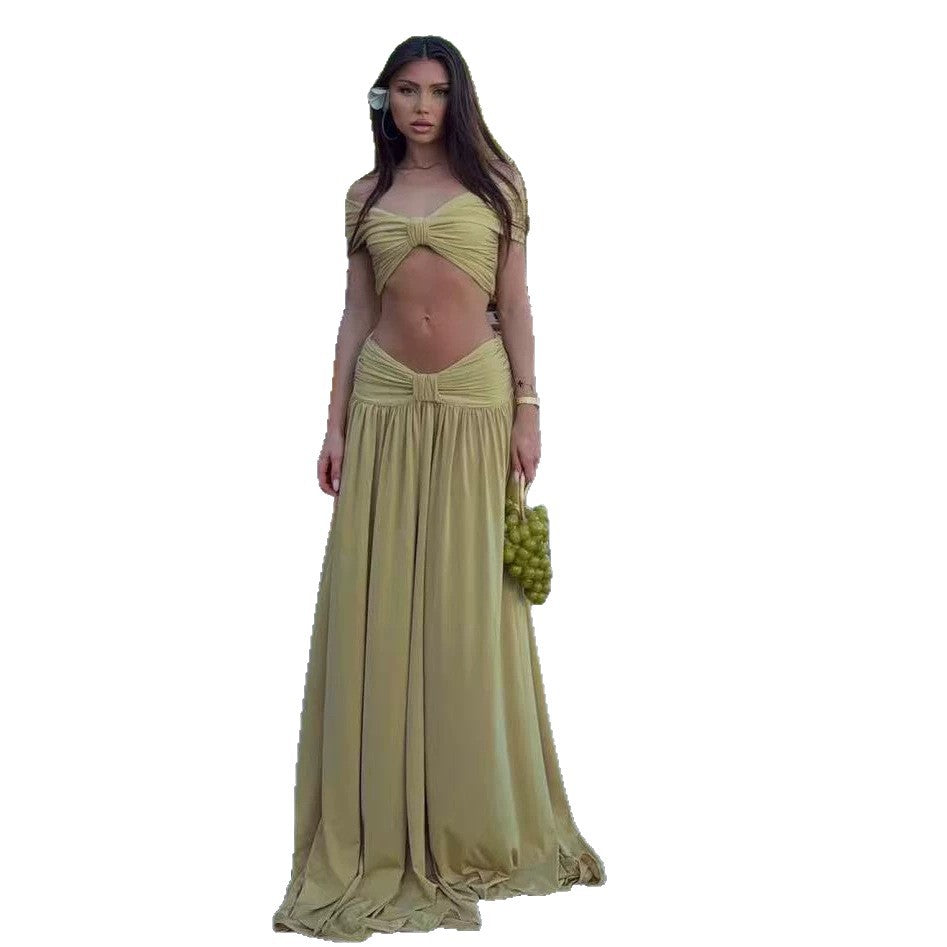 Beach Dress with Wrap Bodice and Flowing Hem
