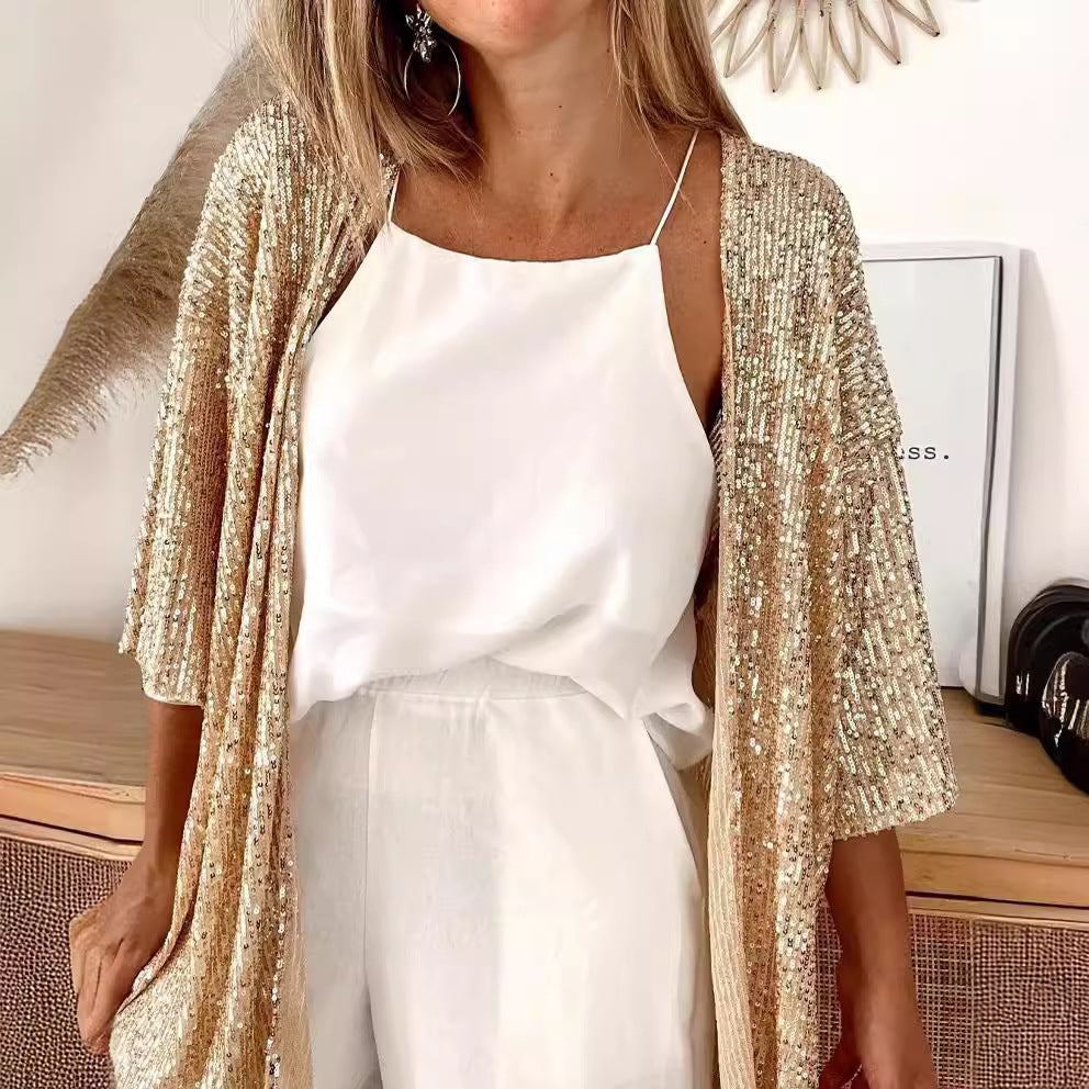 Women's Glamorous Sequin Knit Cardigan