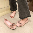 Women's Ballet Flats with Elegant Bow Appliqué