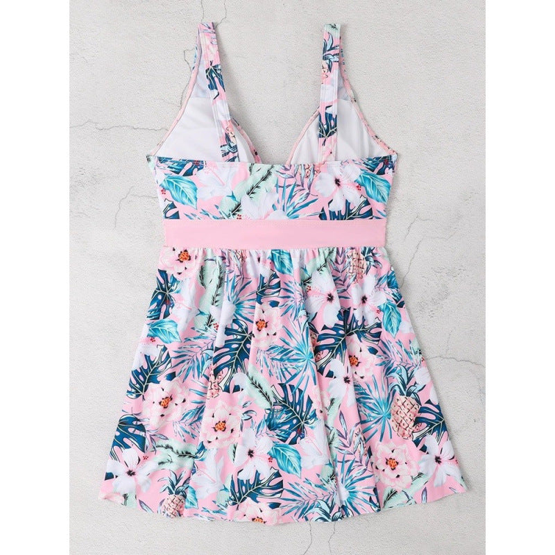 Women's Swim Dress with Floral Patterns and Flattering Cut