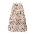 Women's Maxi Skirt with Voluminous Ruffles and Dots