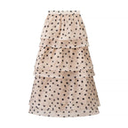 Women's Maxi Skirt with Voluminous Ruffles and Dots