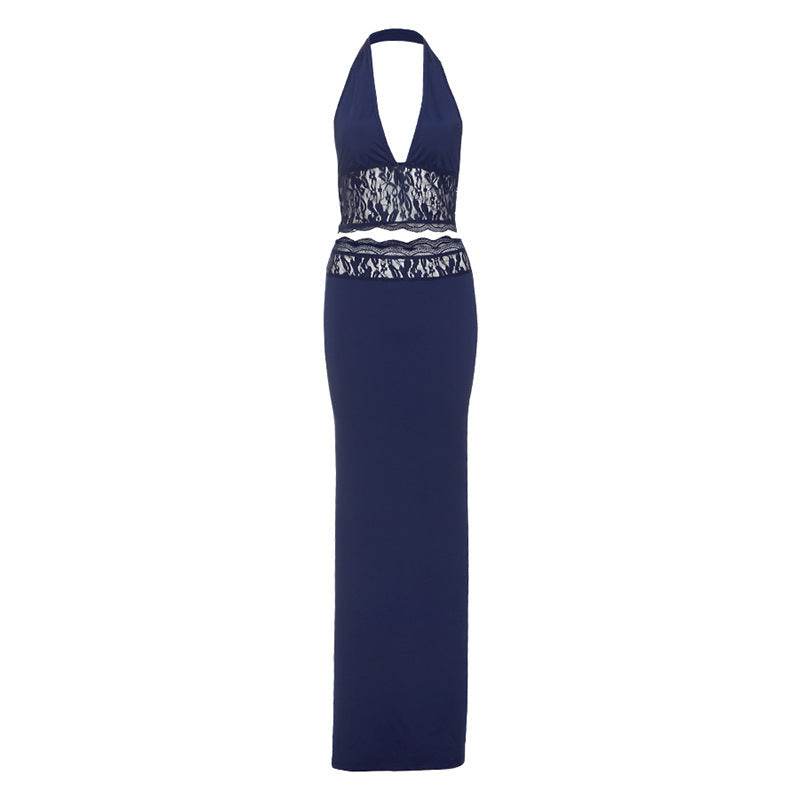 Women's Elegant Two-Piece Set with Lace Trim
