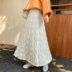 Women's Maxi Skirt with Ribbed Design and Elastic Waistband