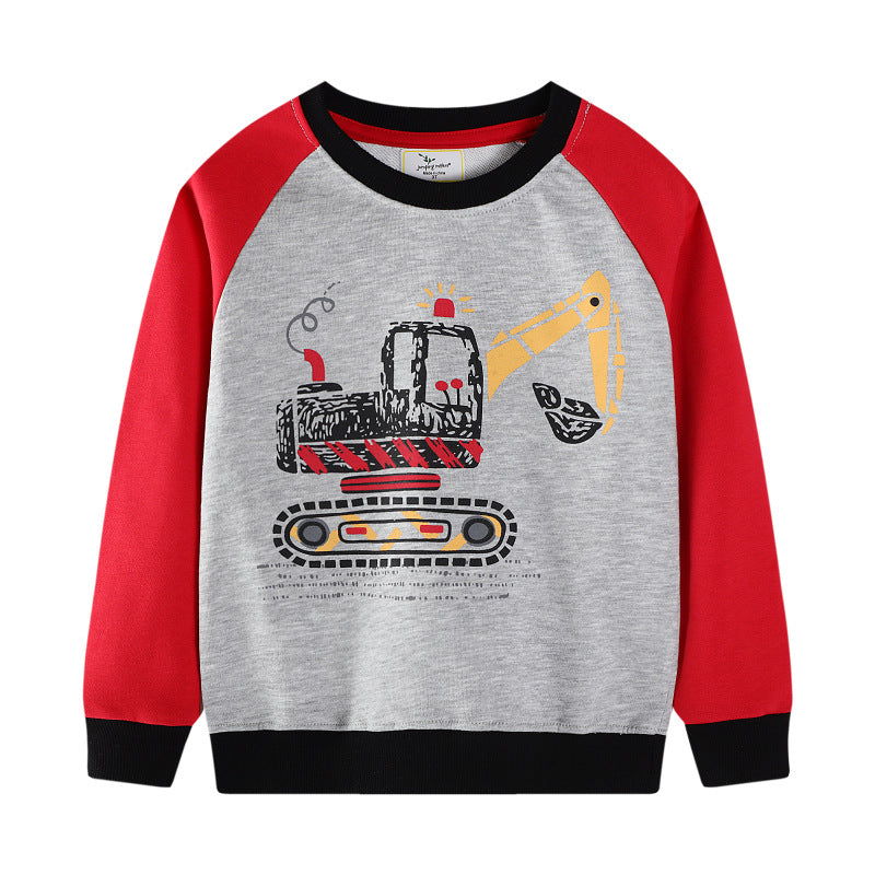 Boys' Sweatshirt with Creative Excavator Motif
