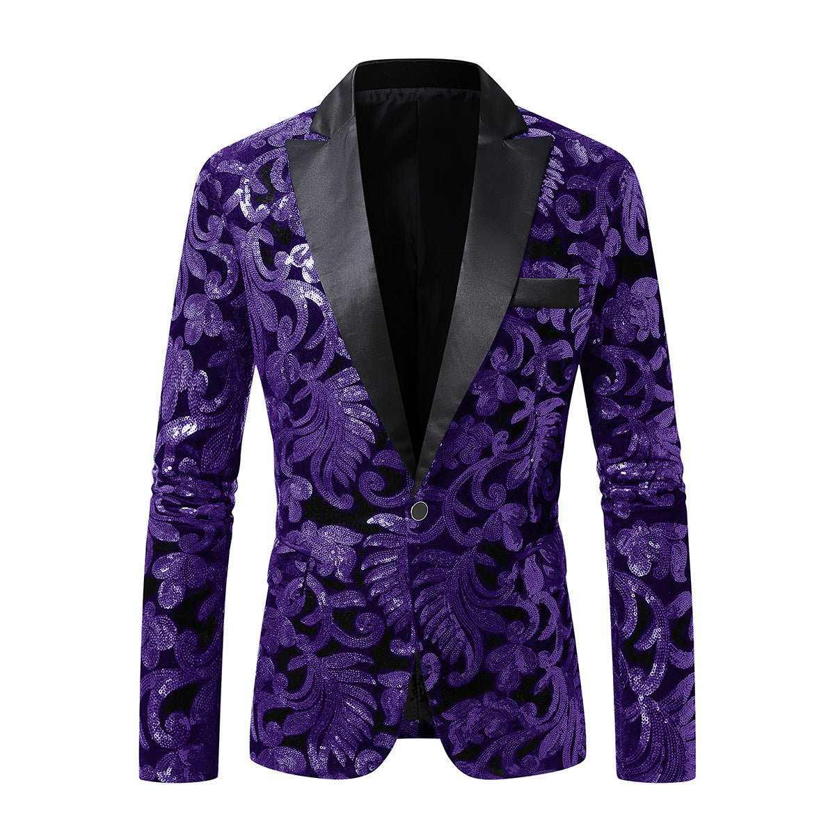 Elegant Sequin Blazer with Floral Design