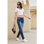Women's Straight-Leg Jeans with Vintage Details