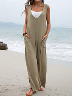 Women's Casual Wide-Leg Jumpsuit with Pockets