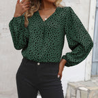 Women's Blouse with V-Neck and Voluminous Sleeves