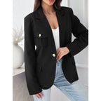 Women's Elegant Blazer with Pockets and Gold Buttons