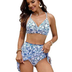 Women's High-Waisted Swimsuit with Trendy Wrap Skirt