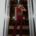 Women's Elegant Wide-Leg Jumpsuit with Sheer Inserts