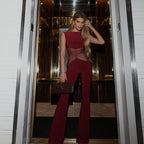 Women's Elegant Wide-Leg Jumpsuit with Sheer Inserts