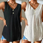 Women's Elegant Long-Sleeve Blouse with Textured Surface and Button Detail