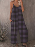 Women's Casual Plaid Jumpsuit with Pockets