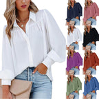 Women's Blouse with Feminine Ruffle Details and Loose Sleeves